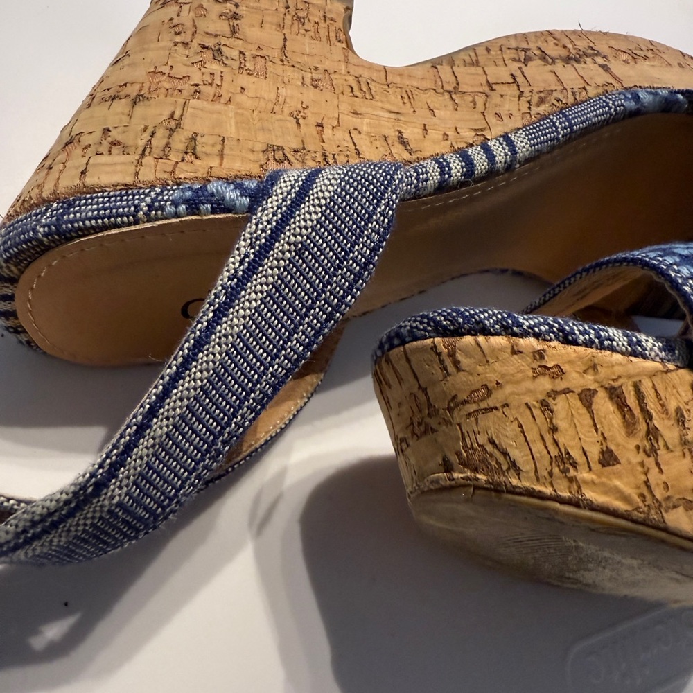 Blue Strappy Wedge Sandals size 7 - Picture 12 of 14